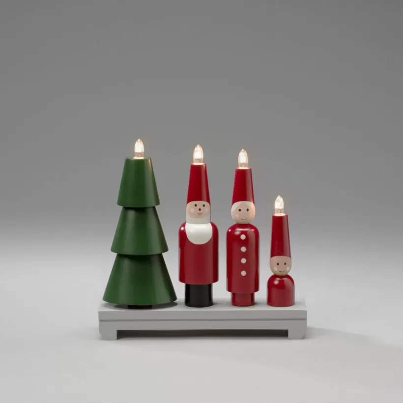 Jotex Julbelysning*Elljusstake 4 Ljus "Tomte" 28cm